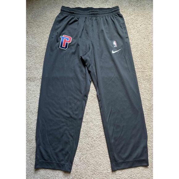 NWT Nike x NBA Dri-Fit Detroit Pistons Basketball Black Warm Up Pants Mens XXL - Picture 2 of 11
